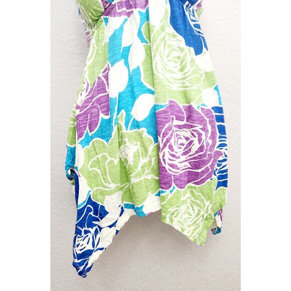 Derek Heart Blue Green Purple Floral Print Braided Spaghetti Strap Top Small - Picture 2 of 6